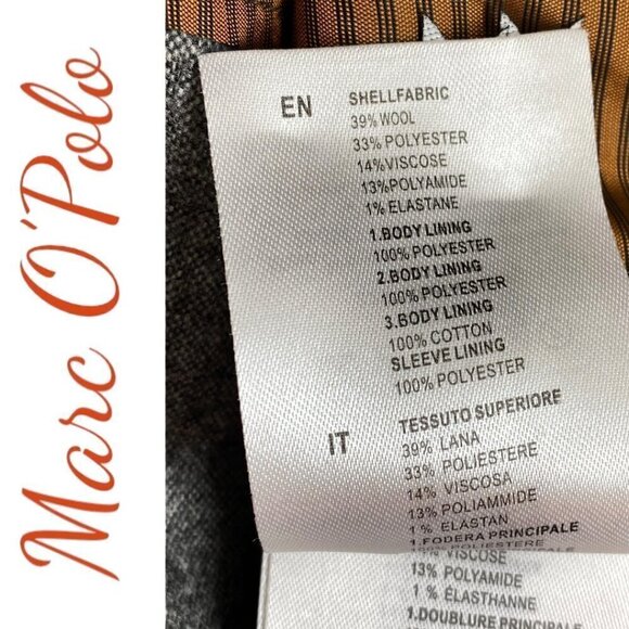 MARC O’POLO Wool Blend 2-Button Gray Tibro Blazer Jacket, Size 46 (US Small) - Picture 7 of 10